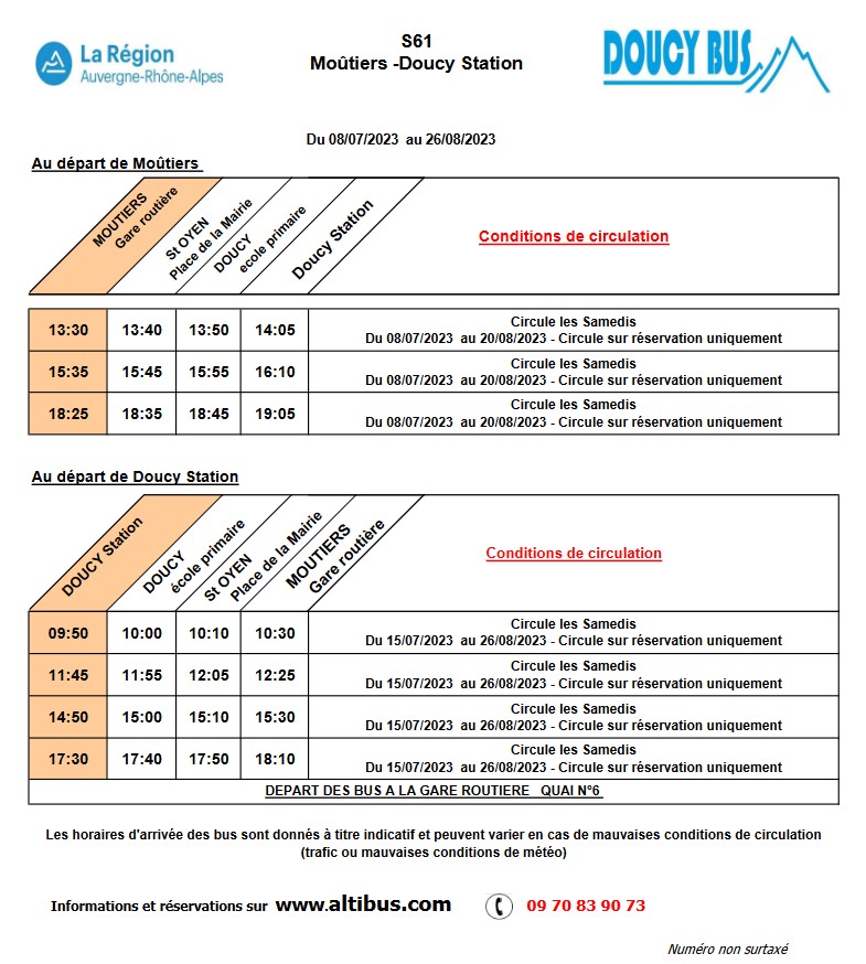 2023 Doucy Bus - S61 - Moûtiers - Doucy Station